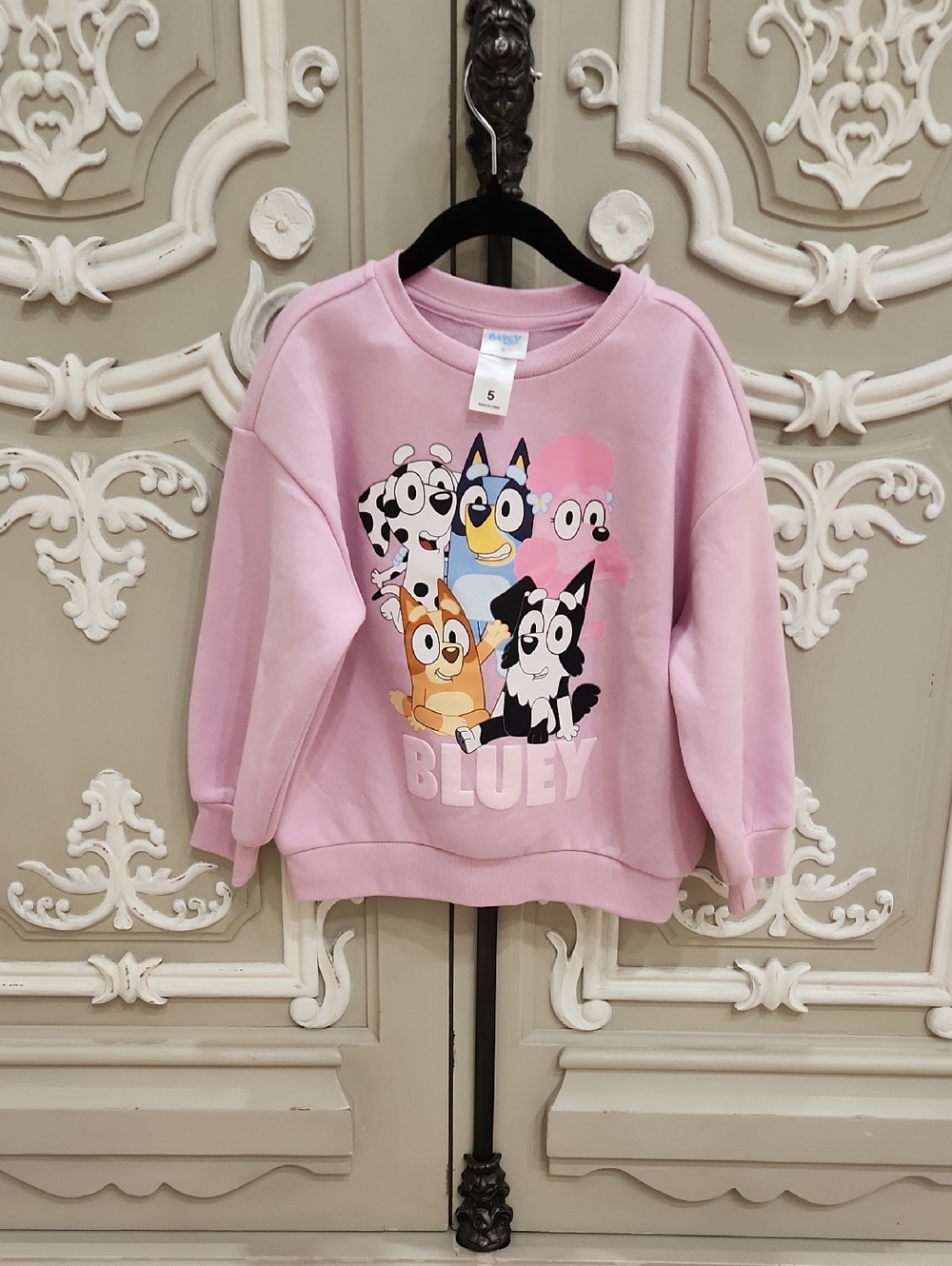 Bluey Girls' Pink Character Sweatshirt Size 5 BNWT